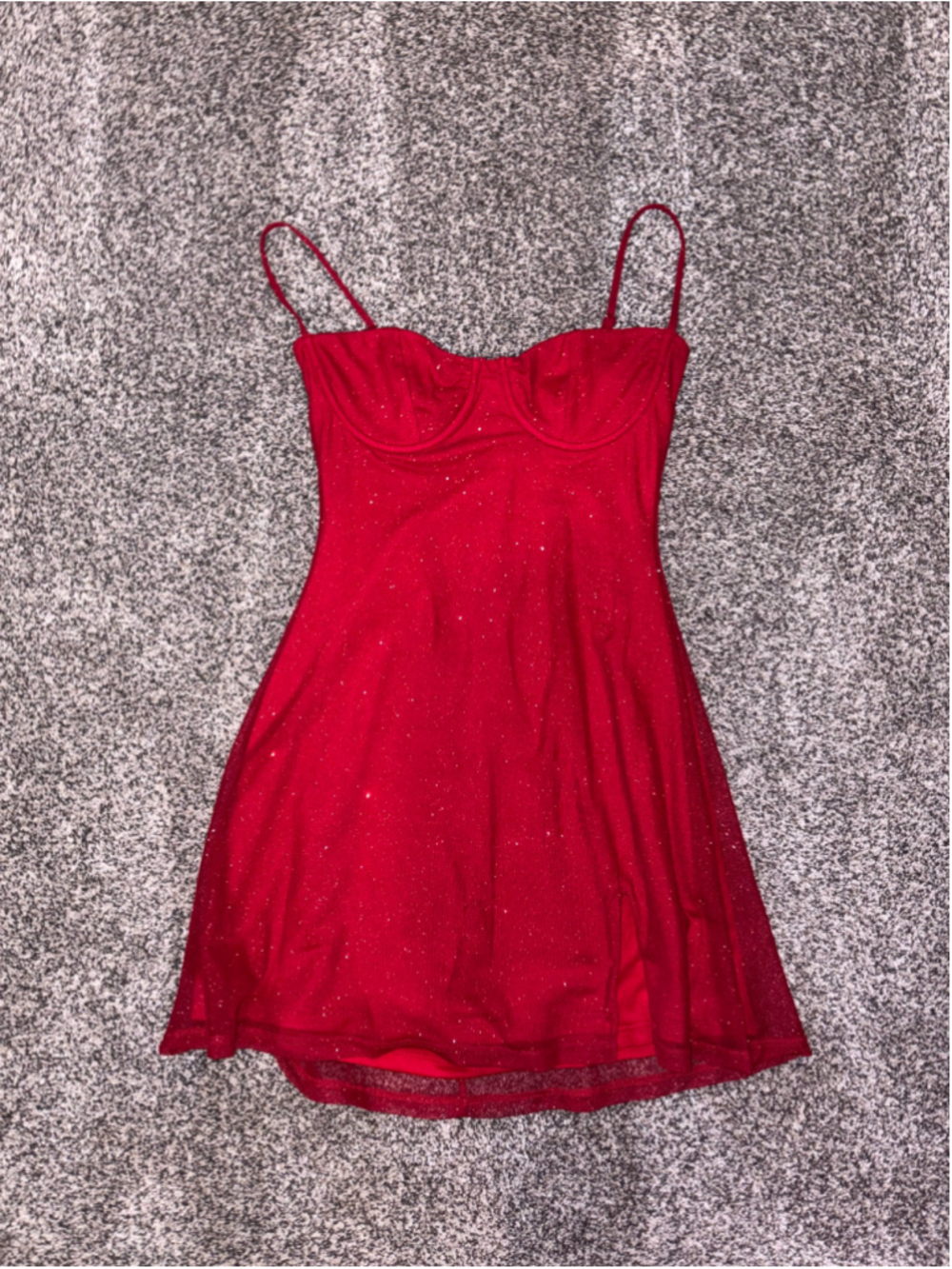 Babyboo Red Sparkly Mini Dress with Sweetheart Neckline - Picture 4 of 5